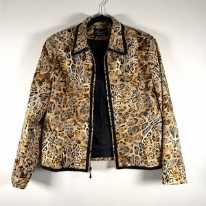 Giancarlo Ferrari Leopard Print Jacket in Black and Tan